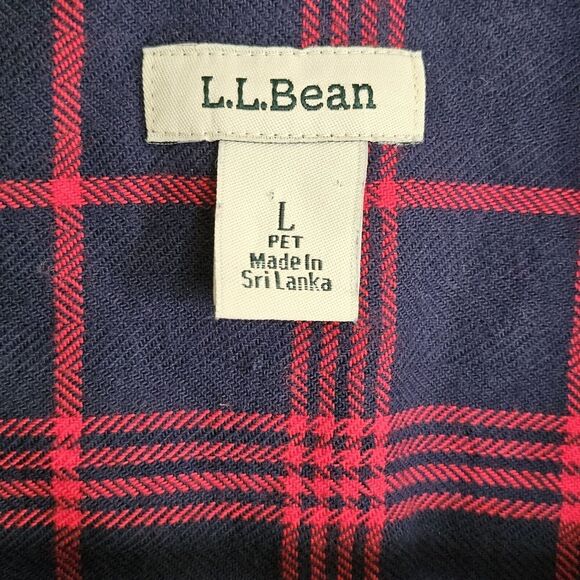 L.L. Bean Wicked Good Plaid Shirt Womens Size L Petite Button Up Top Red Navy - Picture 6 of 8